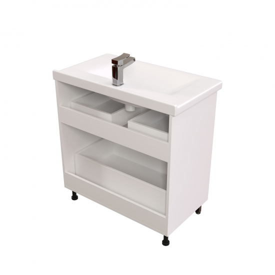 Тумба с раковиной MIRSANT Сити 80 напольная, раковина Миранда 80