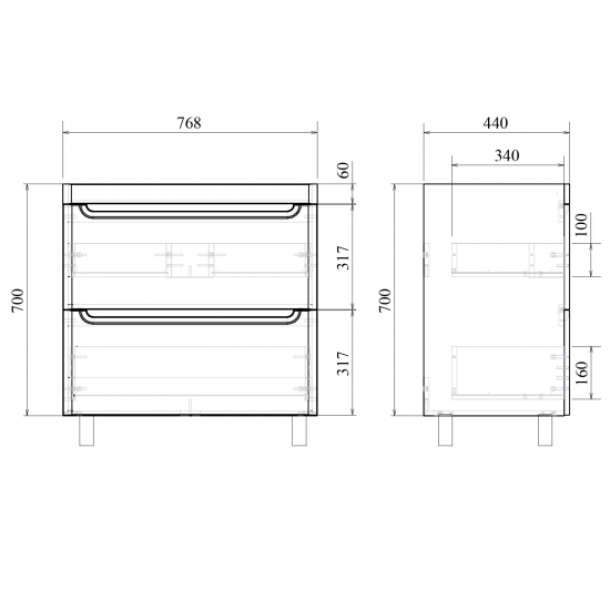 Тумба с раковиной MIRSANT Сити 80 напольная, раковина Миранда 80
