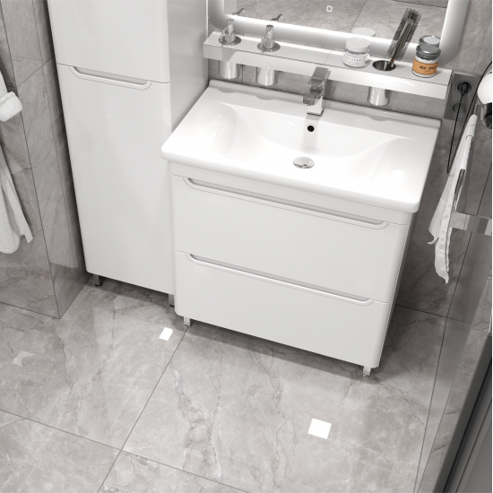 Тумба с раковиной MIRSANT Сити 80 напольная, раковина Миранда 80