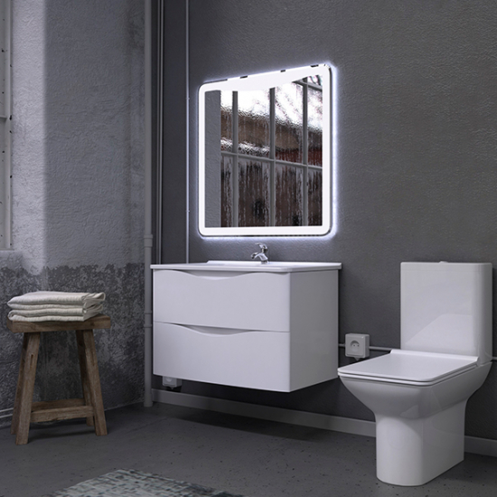 Тумба с раковиной MIRSANT Smile 80 подвесная, раковина Sky 80