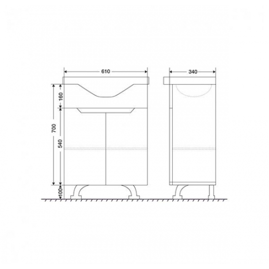 Тумба с раковиной MIRSANT Soho 65 напольная, раковина Albatross 65