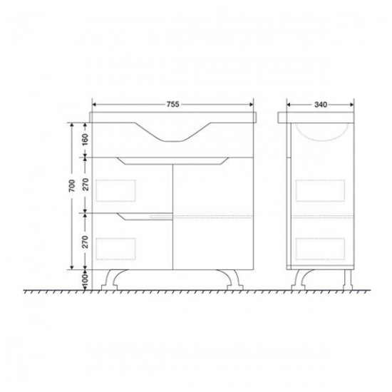 Тумба с раковиной MIRSANT Soho 80 напольная, раковина Albatross 80 