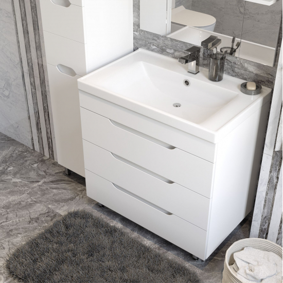 Тумба с раковиной MIRSANT Soho QUADRO 70 напольная, раковина Deep 70