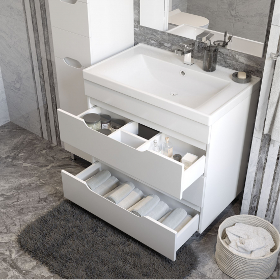 Тумба с раковиной MIRSANT Soho QUADRO 70 напольная, раковина Deep 70