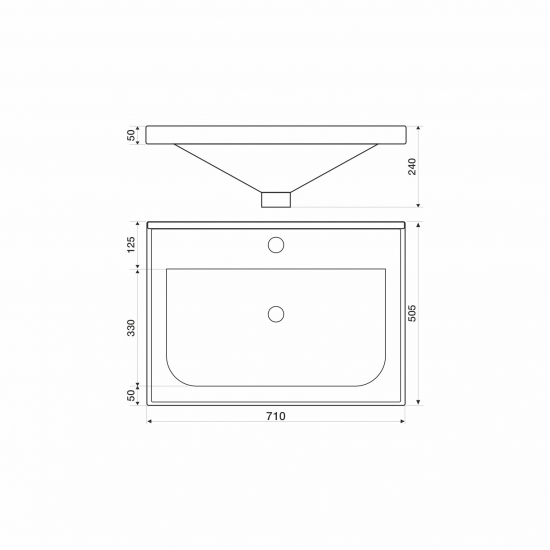 Тумба с раковиной MIRSANT Soho QUADRO 70 напольная, раковина Deep 70