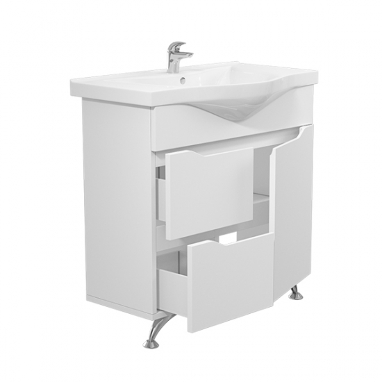 Тумба с раковиной MIRSANT Soho QUADRO 80 2ящ. 1дв. напольная, раковина Albatross 80