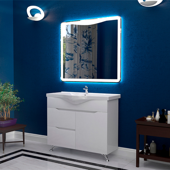 Тумба с раковиной MIRSANT Soho QUADRO 80 2ящ. 1дв. напольная, раковина Albatross 80