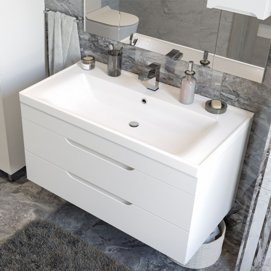 Тумба с раковиной MIRSANT Soho QUADRO 80 подвесная, раковина Deep 80