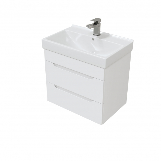 Тумба с раковиной MIRSANT Soho QUADRO NEW 60/2 подвесная, раковина Fest 60, с доводчиками