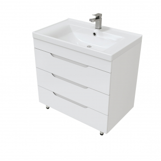 Тумба с раковиной MIRSANT Soho QUADRO NEW 80 напольная, раковина Deep 80, с доводчиками