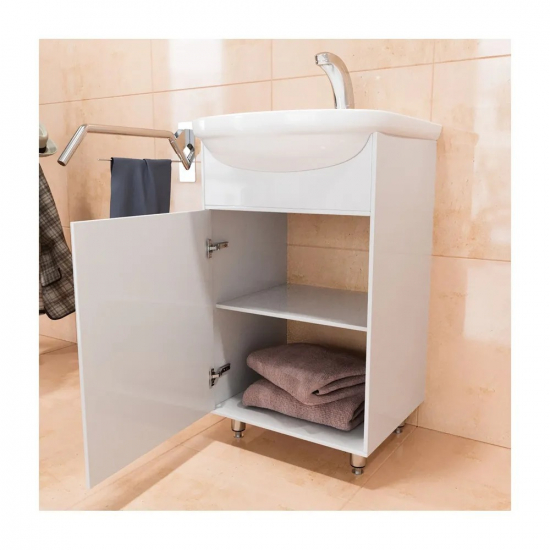 Тумба с раковиной MIXLINE АлАн-47 напольная белая, правая с раковиной Дора 47