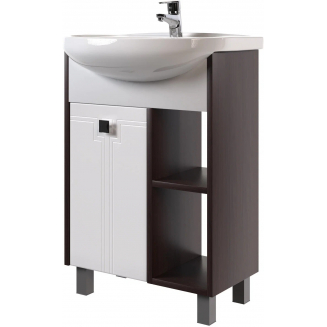 Тумба с раковиной MIXLINE Боско 65 напольная белая / венге, с раковиной Best 65