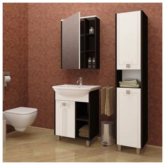 Тумба с раковиной MIXLINE Боско 65 напольная белая / венге, с раковиной Best 65