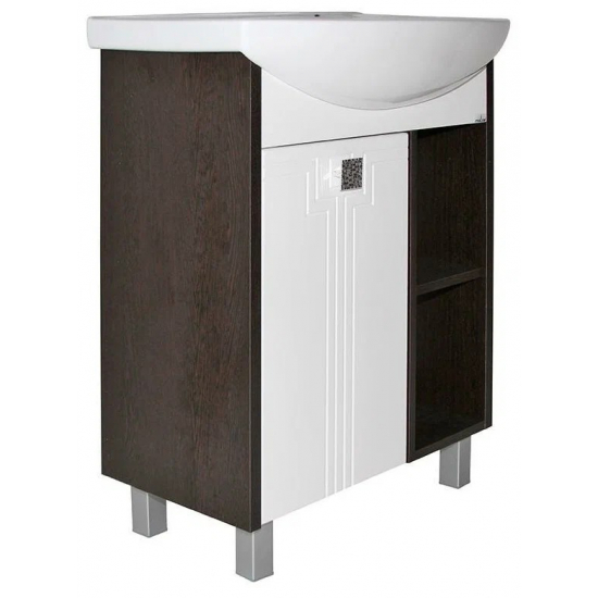 Тумба с раковиной MIXLINE Боско 65 напольная белая / венге, с раковиной Best 65