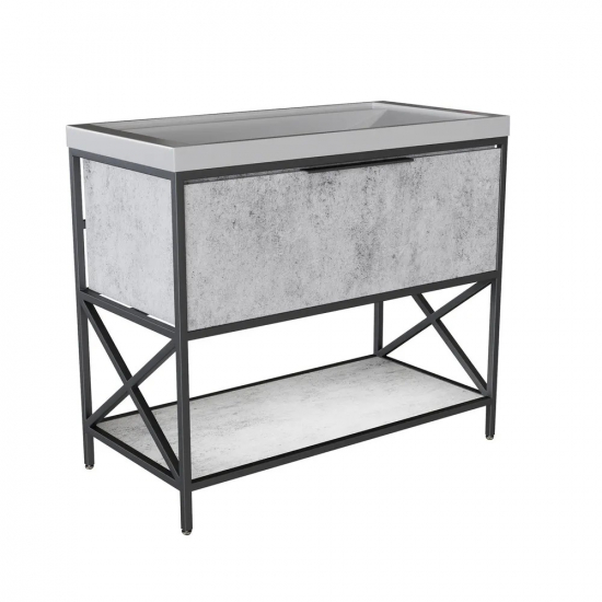 Тумба с раковиной MIXLINE Бруклин 100 напольная бетон, с раковиной Фостер 100