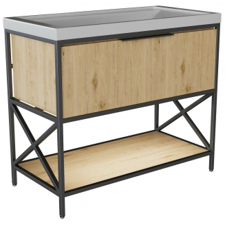 Тумба с раковиной MIXLINE Бруклин 100 напольная дуб бунратти, с раковиной Фостер 100