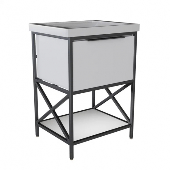 Тумба с раковиной MIXLINE Бруклин 60 напольная белая, с раковиной Fest 60