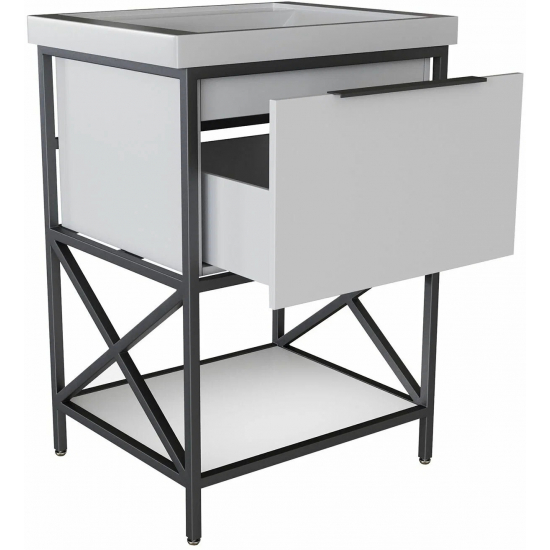 Тумба с раковиной MIXLINE Бруклин 60 напольная белая, с раковиной Fest 60