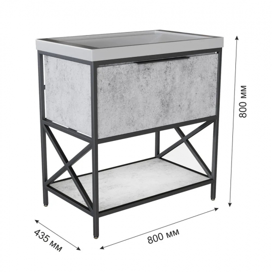 Тумба с раковиной MIXLINE Бруклин 80 напольная бетон, с раковиной Фостер 80