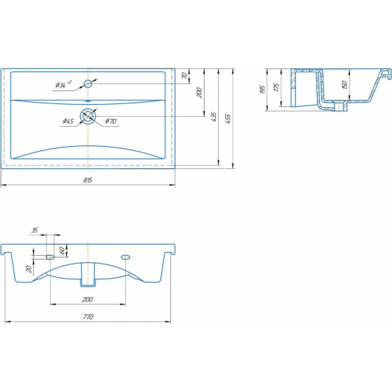 Тумба с раковиной MIXLINE Бруклин 80 напольная дуб бунратти, с раковиной Фостер 80