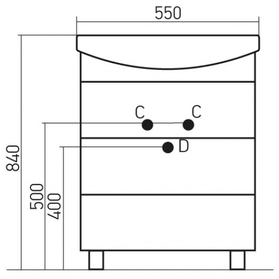 Тумба с раковиной MIXLINE Диамант 55 напольная, с раковиной Элеганс 55