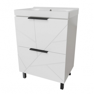 Тумба с раковиной MIXLINE Гранд 60 напольная белая, с раковиной Fest 60 