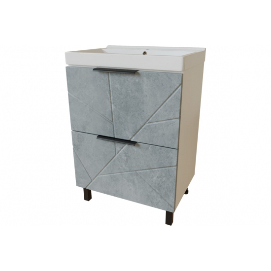 Тумба с раковиной MIXLINE Гранд 60 напольная бетон, с раковиной Fest 60 