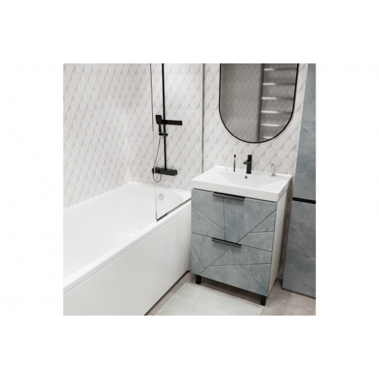 Тумба с раковиной MIXLINE Гранд 60 напольная бетон, с раковиной Fest 60 