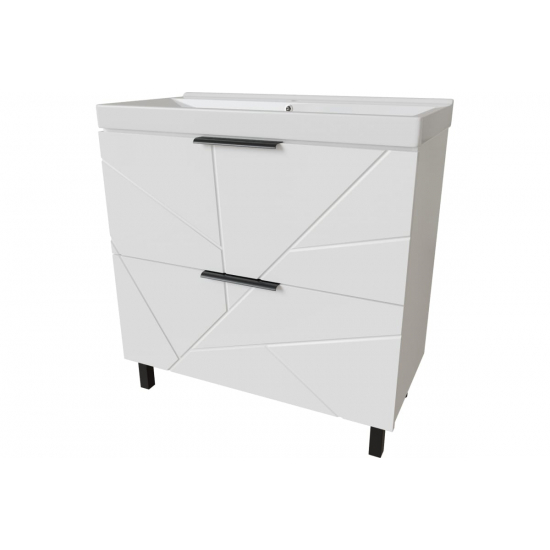 Тумба с раковиной MIXLINE Гранд 80 напольная белая, с раковиной Fest 80