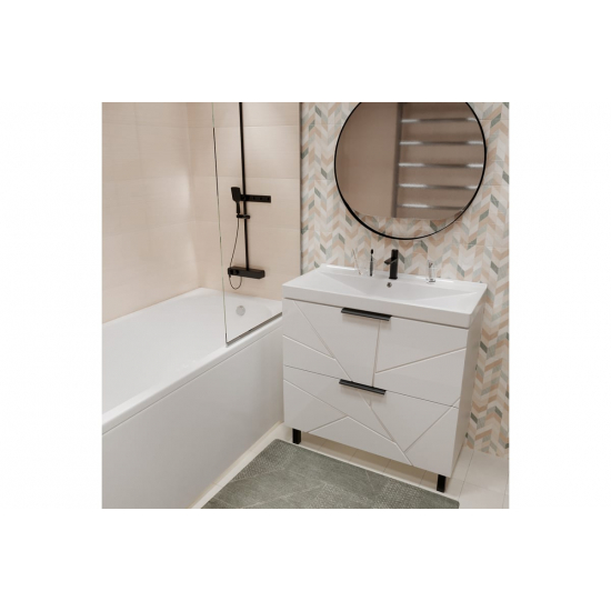 Тумба с раковиной MIXLINE Гранд 80 напольная белая, с раковиной Fest 80