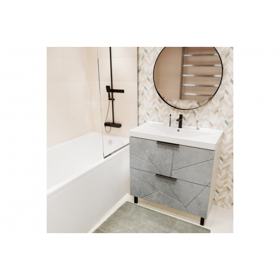 Тумба с раковиной MIXLINE Гранд 80 напольная бетон, с раковиной Fest 80 