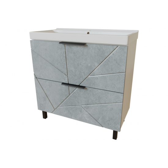 Тумба с раковиной MIXLINE Гранд 80 напольная бетон, с раковиной Fest 80 