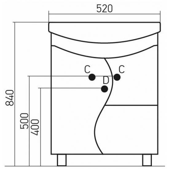 Тумба с раковиной MIXLINE Классик 52 напольная, с раковиной Альфана 52