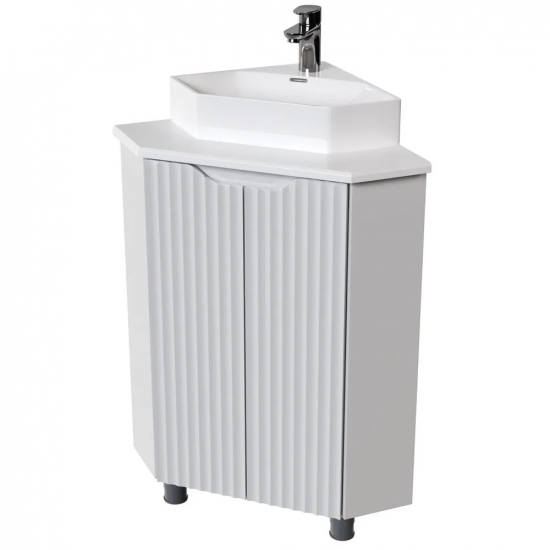 Тумба с раковиной MIXLINE Корнер универсальная белая, с раковиной Line угловая