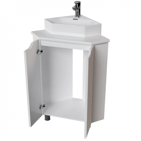 Тумба с раковиной MIXLINE Корнер универсальная белая, с раковиной Line угловая