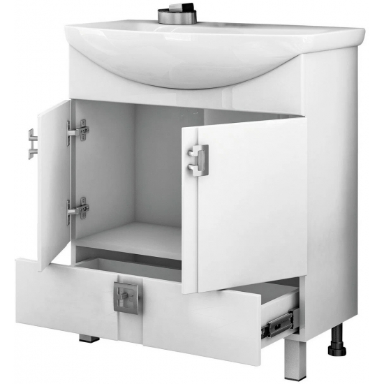 Тумба с раковиной MIXLINE Квадро 1-65 напольная, с раковиной Элеганс 65