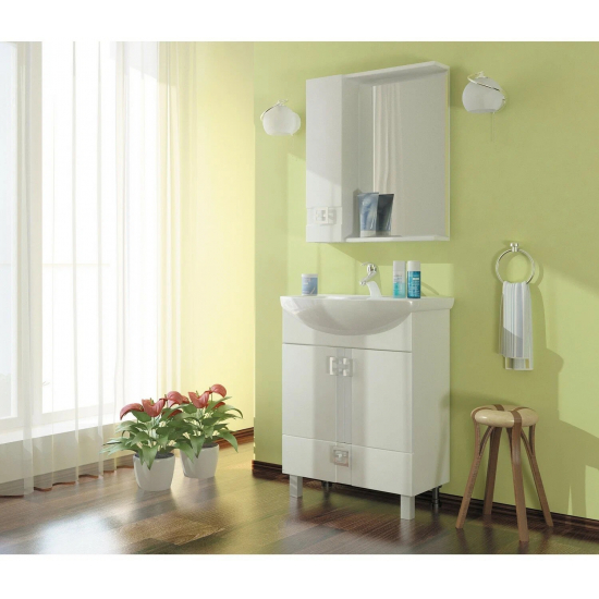 Тумба с раковиной MIXLINE Квадро 1-75 напольная, с раковиной Элеганс 75