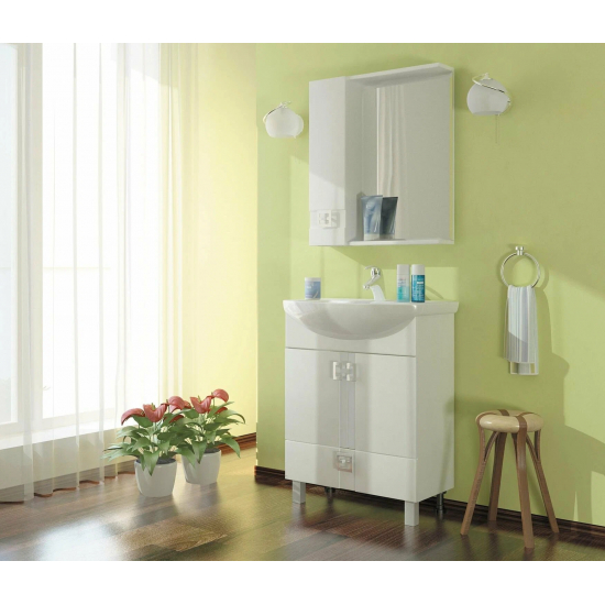 Тумба с раковиной MIXLINE Квадро 65 напольная, с раковиной Элеганс 65