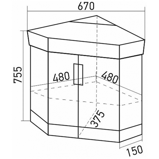 Тумба с раковиной MIXLINE Кварц 67 подвесная угловая серая, с раковиной Quartz 50