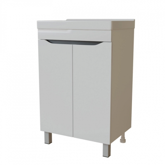 Тумба с раковиной MIXLINE Лайн 60 напольная, 2 двери, с раковиной Fest 60 