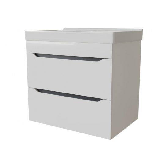 Тумба с раковиной MIXLINE Лайн 60 подвесная, 2 ящика, с раковиной Fest 60 