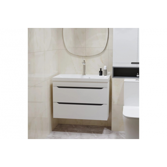 Тумба с раковиной MIXLINE Лайн 80 подвесная, 2 ящика, с раковиной Fest 80