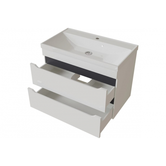 Тумба с раковиной MIXLINE Лайн 80 подвесная, 2 ящика, с раковиной Fest 80