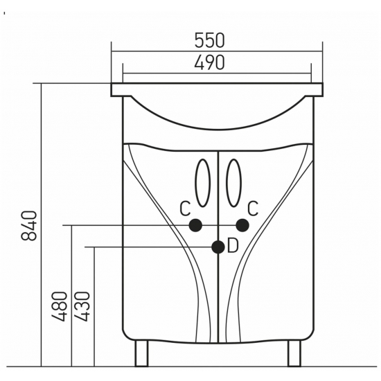 Тумба с раковиной MIXLINE Лима 55 напольная, с раковиной Элеганс 55