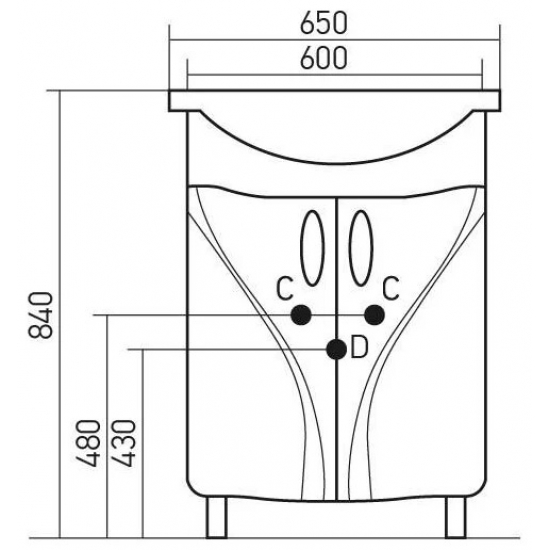 Тумба с раковиной MIXLINE Лима 65 напольная, с раковиной Элеганс 65