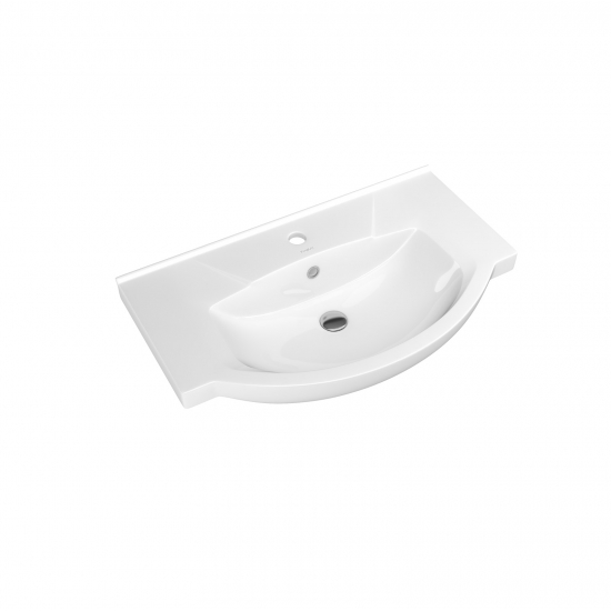 Tумба с раковиной MIXLINE Милора 75 напольная, с корзиной для белья, с раковиной Элеганс 75