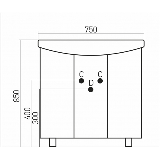 Tумба с раковиной MIXLINE Милора 75 напольная, с корзиной для белья, с раковиной Элеганс 75