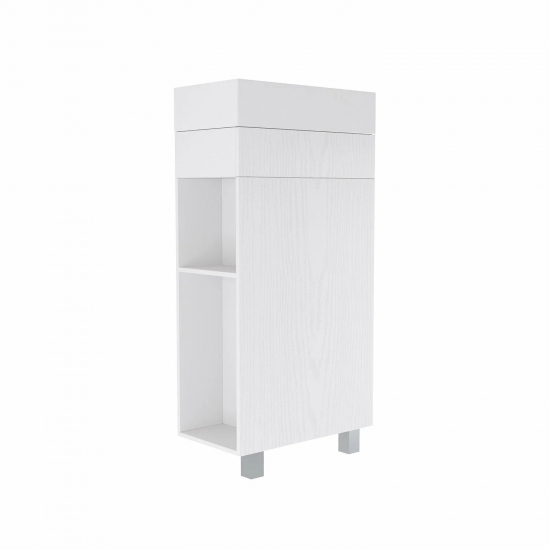 Тумба с раковиной MIXLINE Мини 40 L полки слева, напольная белая с раковиной Sky 40
