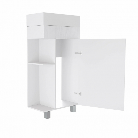Тумба с раковиной MIXLINE Мини 40 L полки слева, напольная белая с раковиной Sky 40