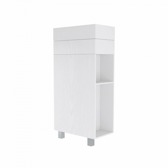 Тумба с раковиной MIXLINE Мини 40 R полки справа, напольная белая с раковиной Sky 40